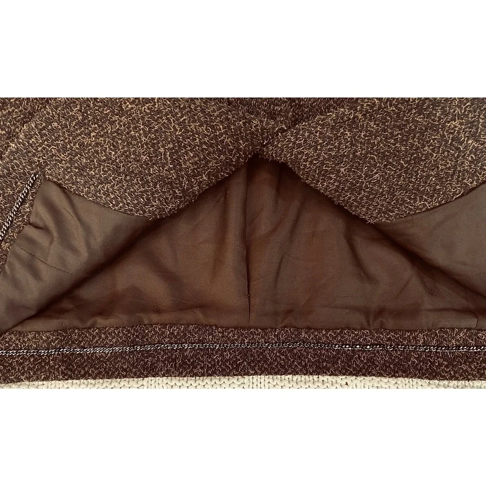 Chanel Boutique Vintage 97A Brown Wool Angora Tweed Jacket CC Logo Buttons 38